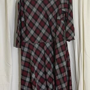 Unique Vintage brand new with tags Plaid Long Sleeve Dress